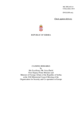 Closing Statement by H.E. Ivica Dacic, First Deputy Prime Minister ond Minister of Foreign Affairs 