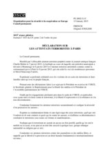 Déclaration sur les attentats terroristes à Paris