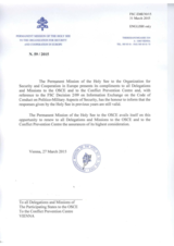 Response by the Delegation of the Holy See to the Questionnaire on the Code of Conduct on Politico-Military Aspects of Security Response by the Delegation of the Holy See to the Questionnaire on the Code of Conduct on Politico-Military Aspects of Security