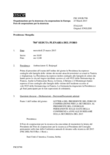 Giornale della 784a Seduta plenaria del Foro di cooperazione per la sicurezza