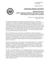 Opening Statement by Amb. Daniel B.Baer