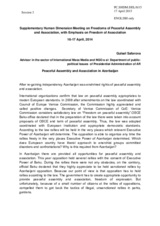 Session 3, Statement by Ms. Safarova, Department of Public-Political Issues of Presidential Administration