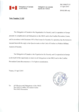 Response by the Delegation of Canada to the Questionnaire on the Code of Conduct on Politico-Military Aspects of Security Response by the Delegation of Canada to the Questionnaire on the Code of Conduct on Politico-Military Aspects of Security