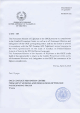 Response by the Delegation of Tajikistan to the Questionnaire on the Code of Conduct on Politico-Military Aspects of Security