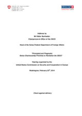 Chairperson-in-office address to the Helsinki Commission