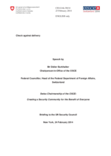 Chairperson-in-office speech at the UN Security Council Chairperson-in-office speech at the UN Security Council