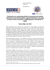 Conference on enhancing efforts to prevent and combat intolerance and discrimination against Christians, focusing on hate crimes, exclusion, marginalisation and denial of rights