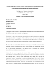 Remarks of the OSCE Secretary General on Strengthening Co-operation between the United Nations and Regional and Sub-regional Organisations.