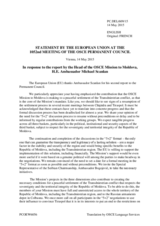 Statement by the Latvian EU Presidency in response to the report by the Head of the OSCE Mission to Moldova, Ambassador Michael Scanlan