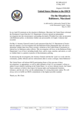 Statement by the Delegation of the United States of America on the situation in Baltimore, United States of America