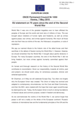 Statement by the Latvian EU Presidency on the Seventieth anniversary of the end of the Second World War