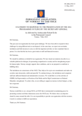 Statement by the Delegation of Norway in response to the presentation of the 2016 Programme Outline by the Secretary General