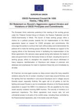 Statement by the Latvian EU Presidency on the ongoing aggression against Ukraine and violations of OSCE principles and commitments by the Russian Federation