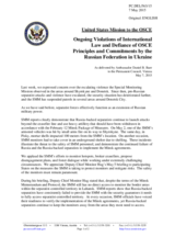 Statement by the Delegation of the United States of America on the ongoing aggression against Ukraine and violations of OSCE principles and commitments by the Russian Federation