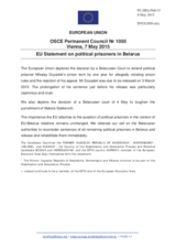 Statement by the Latvian EU Presidency on the political prisoners in Belarus