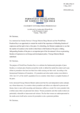 Statement by the Delegation of Norway on the World Press Freedom Day, celebrated on 3 May 2015