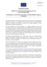 Statement by the Latvian EU Presidency on the OSCE Code of Conduct On Politico-Military Aspects Of Security