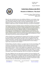 Statement by the Delegation of the United States of America on the situation in Baltimore, United States of America