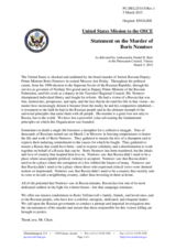 Statement by the Delegation of the United States of America on the murder of Russian opposition politician Mr. Boris Nemtsov in Moscow on 27 February 2015