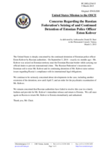 Statement by the Delegation of the United States of America on the abduction of the Estonian police officer Mr. E. Kohver
