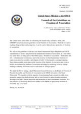 Statement by the Delegation of the United States of America on the ODIHR and Council of Europe Venice Commission Guidelines on Freedom of Association, launched in Geneva on 5 March 2015
