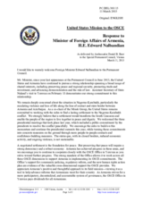 Statement by the Delegation of the United States of America in response to the address by the Minister for Foreign Affairs of Armenia, H.E. Edward Nalbandian