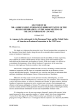 Statement by the Delegation of the Russian Federation on the freedom of expression in the OSCE area