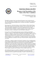 Statement by the Delegation of the United States of America in response to the presentations by the Chairpersons of the Security Committee, the Economic and Environmental Committee, the Human Dimension Committee