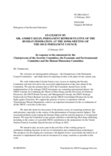 Statement by the Delegation of the Russian Federation in response to the presentations by the Chairpersons of the Security Committee, the Economic and Environmental Committee, the Human Dimension Committee