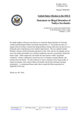 Statement by the Delegation of the United States of America on the abduction and illegal detention of Ukrainian citizens by the Russian Federation