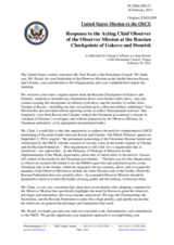 Statement by the Delegation of the United States of America in response to the report by the Chief Observer of the OSCE Observer Mission at two Russian checkpoints on the Russian-Ukrainian border, Mr. Paul Picard
