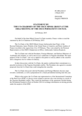 Statement by the Delegation of France, also on behalf of the Russian Federation and the United States of America, on the statement by the Co-Chairmen of the OSCE Minsk Group on the latest developments in the Nagorno-Karabakh peace process