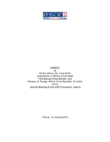 Address by OSCE Chairperson in Office, Serbian Foreign Minister Ivica Dačić Address by OSCE Chairperson in Office, Serbian Foreign Minister Ivica Dačić