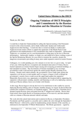 Statement by the Delegation of the United States of America in response to the briefing by the Chief Monitor of the OSCE SMM to Ukraine, Ambassador Ertugrul Apakan, and to the update by the Special Representative of the CiO, Ambassador Heidi Tagliavini