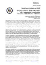 Statement by the Delegation of the United States of America on the ongoing aggression against Ukraine and violations of OSCE principles and commitments by the Russian Federation