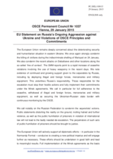 Statement by the Latvian EU Presidency on the ongoing aggression against Ukraine and violations of OSCE principles and commitments by the Russian Federation