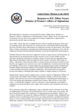 Statement by the Delegation of the United States of America in response to the address by the Minister of Women’s Affairs of Afghanistan, H.E. Dilbar Nazari