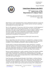 Statement by the Delegation of the United States of America on the Seventy-first anniversary of the deportation of the Crimean Tatar people by the Soviet regime