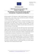 Statement by the Latvian EU Presidency on the International Day against Homophobia, Transphobia and Biphobia, observed on 17 May 2015