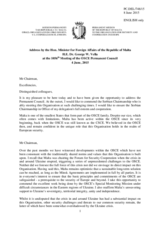 Address by the Minister for Foreign Affairs of Malta, H.E. George Vella