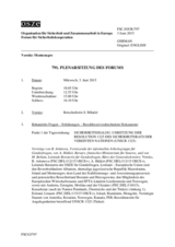 Journal der 791. Plenarsitzung des Forums