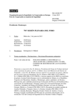 Diario de la 791ª Sesión plenaria del Foro de Cooperación en materia de Seguridad  