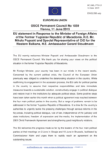 Statement by the Latvian EU Presidency in response to the address by H.E. Nikola Poposki and to the update by Ambassador Gerard Stoudmann