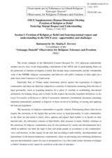 Session 1, Statement by Dr. Mattia F. Ferrero