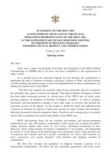 Opening Session, Statement