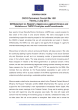 Statement by the Luxembourgian EU Presidency on the ongoing aggression against Ukraine and violations of OSCE principles and commitments by the Russian Federation