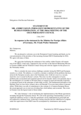 Statement by the Delegation of the Russian Federation in response to the address by the Minister for Foreign Affairs of Germany, H.E. Frank-Walter Steinmeier