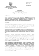 Statement by the Delegation of Moldova in response to the report by the High Commissioner on National Minorities, Ms. Astrid Thors
