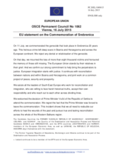 Statement by the Luxembourgian EU Presidency on the commemoration of the twentieth anniversary of the Srebrenica genocide on 11 July 2015