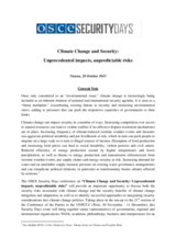 Concept note, Security Days: Climate Change and Security - Unprecedented impacts, unpredictable risks